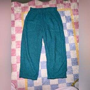 Teal Linen pants -brand cut loose
